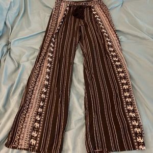 Black and White Boho Flowing, Flare Pants